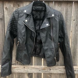 Boohoo Black Vegan Leather Moto Jacket